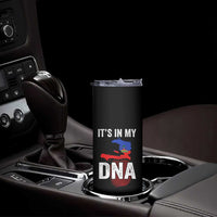 It's In My DNA Haitian Map and Fingerprint Flag Graphic Skinny Tumbler Haiti Heritage Pride