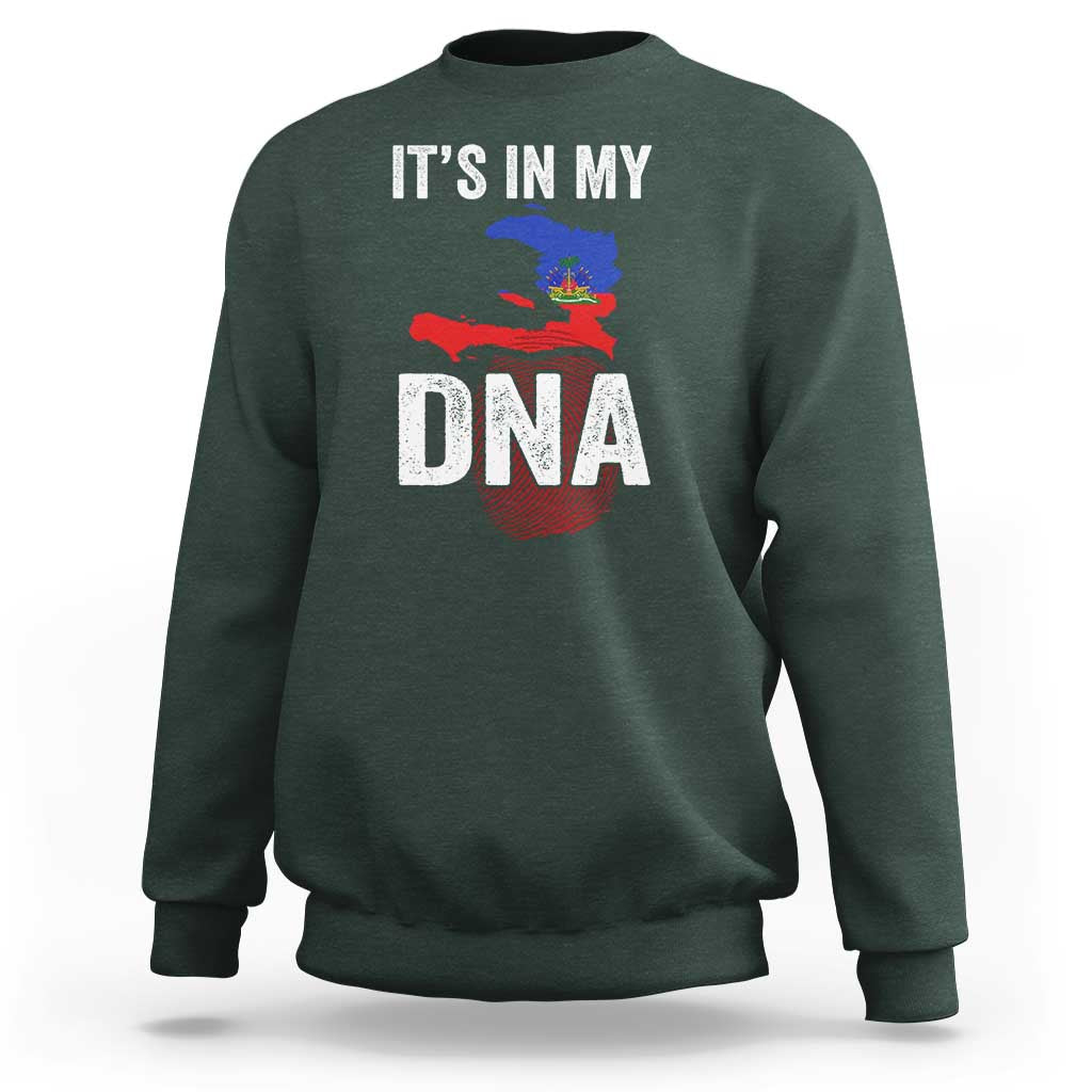 It's In My DNA Haitian Map and Fingerprint Flag Graphic Sweatshirt Haiti Heritage Pride