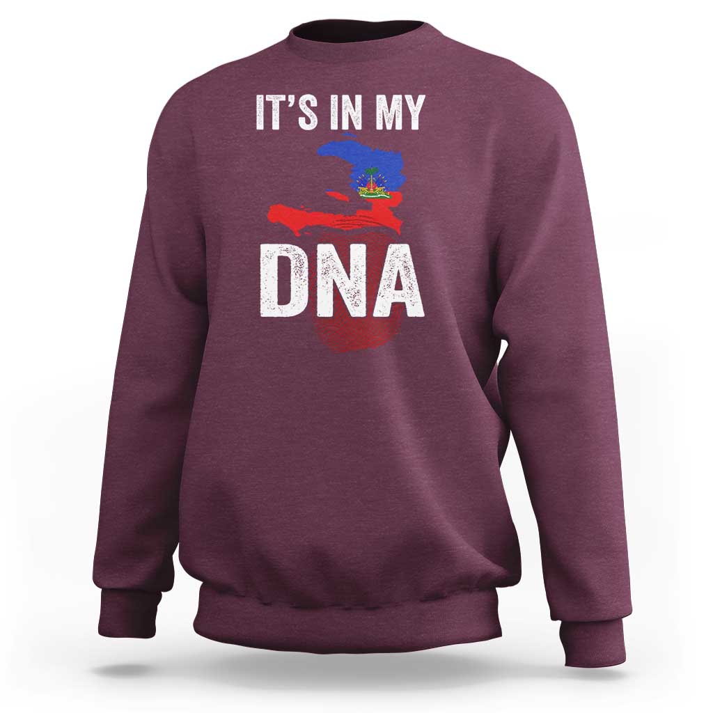 It's In My DNA Haitian Map and Fingerprint Flag Graphic Sweatshirt Haiti Heritage Pride