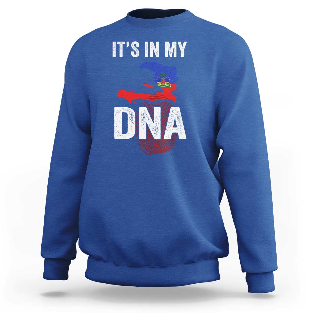 It's In My DNA Haitian Map and Fingerprint Flag Graphic Sweatshirt Haiti Heritage Pride
