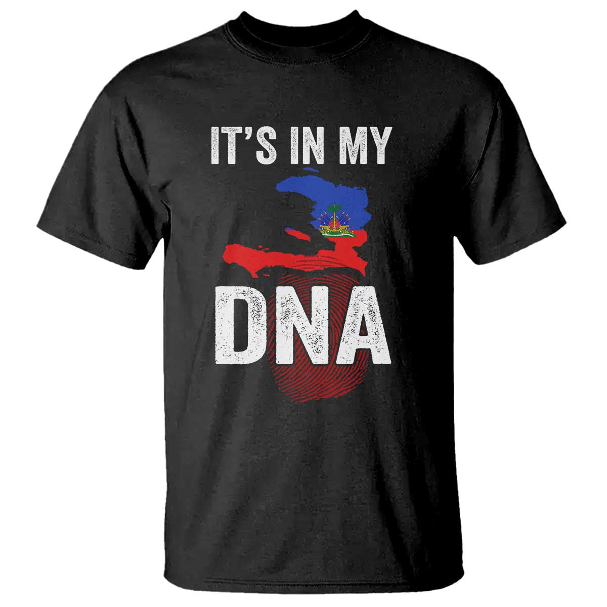 It's In My DNA Haitian Map and Fingerprint Flag Graphic T Shirt Haiti Heritage Pride