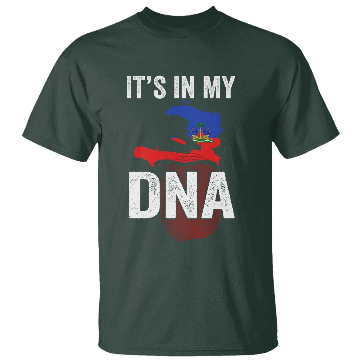 It's In My DNA Haitian Map and Fingerprint Flag Graphic T Shirt Haiti Heritage Pride