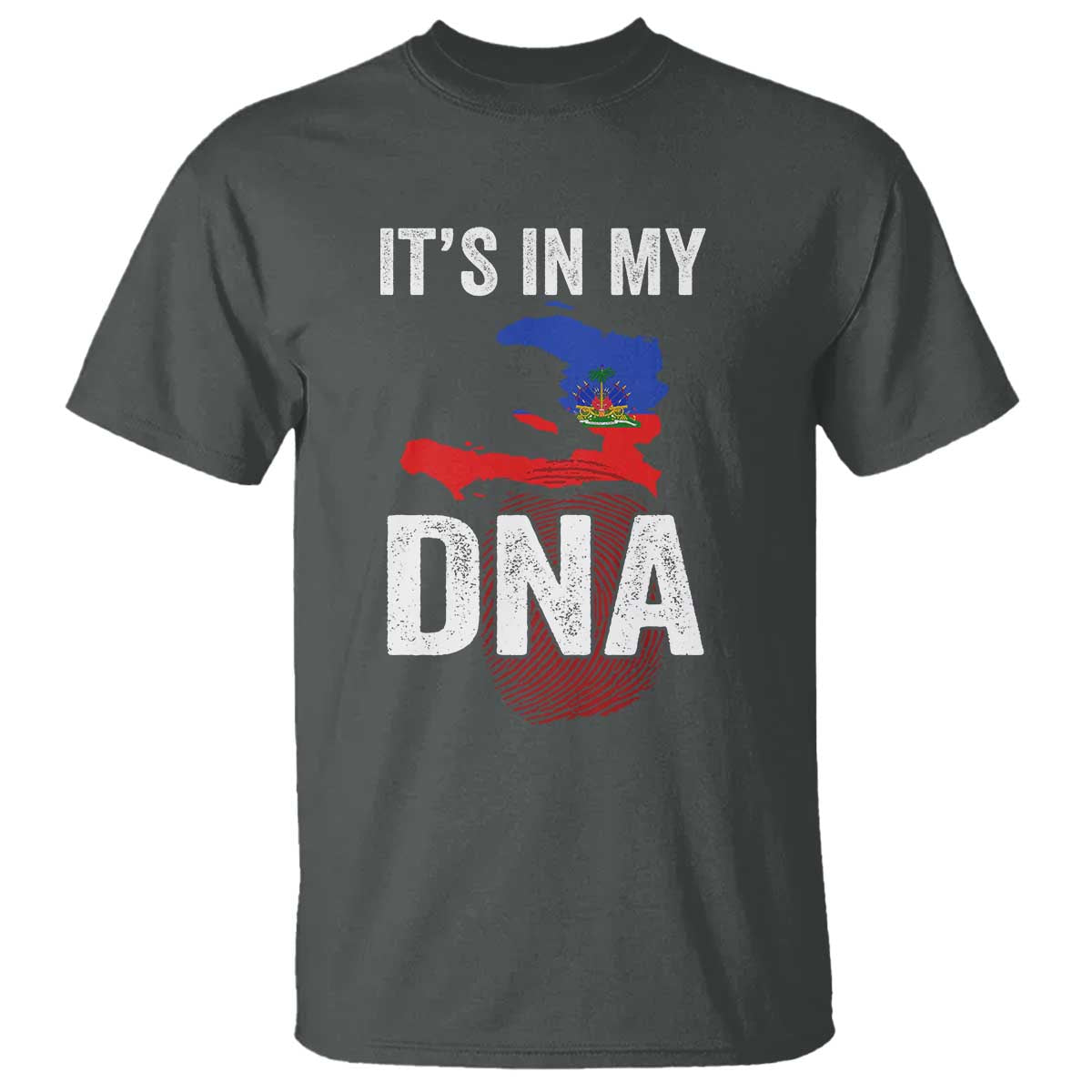 It's In My DNA Haitian Map and Fingerprint Flag Graphic T Shirt Haiti Heritage Pride