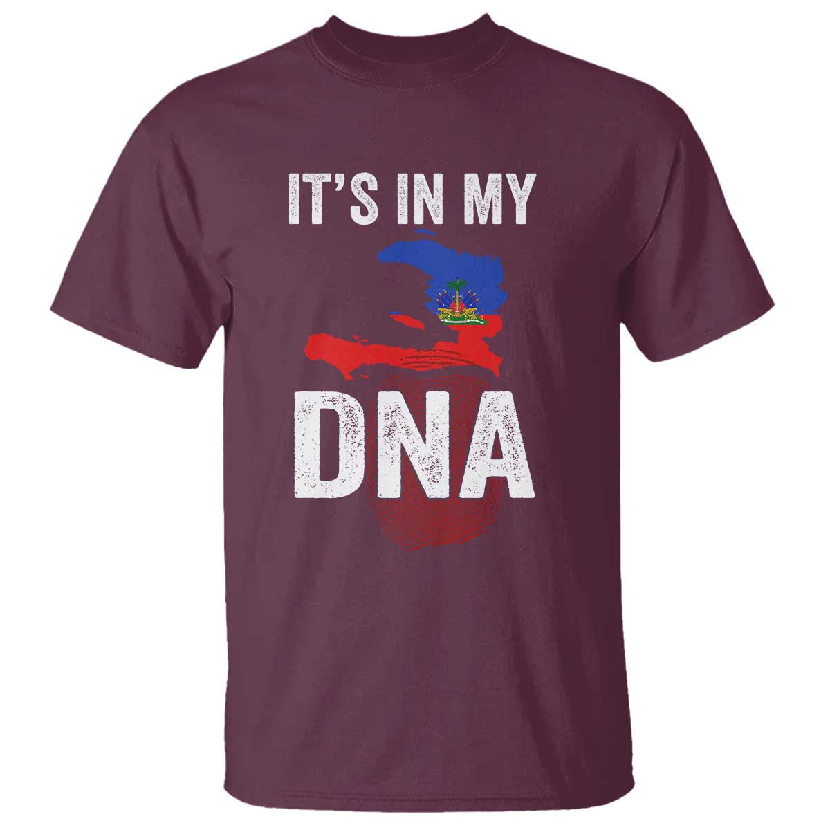 It's In My DNA Haitian Map and Fingerprint Flag Graphic T Shirt Haiti Heritage Pride