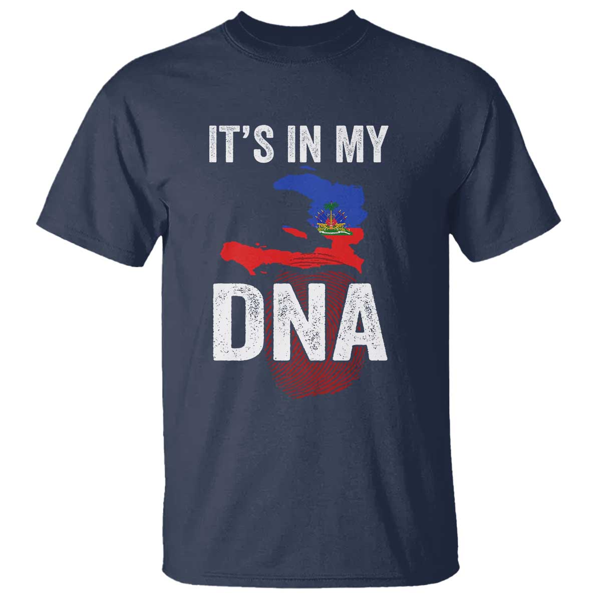 It's In My DNA Haitian Map and Fingerprint Flag Graphic T Shirt Haiti Heritage Pride
