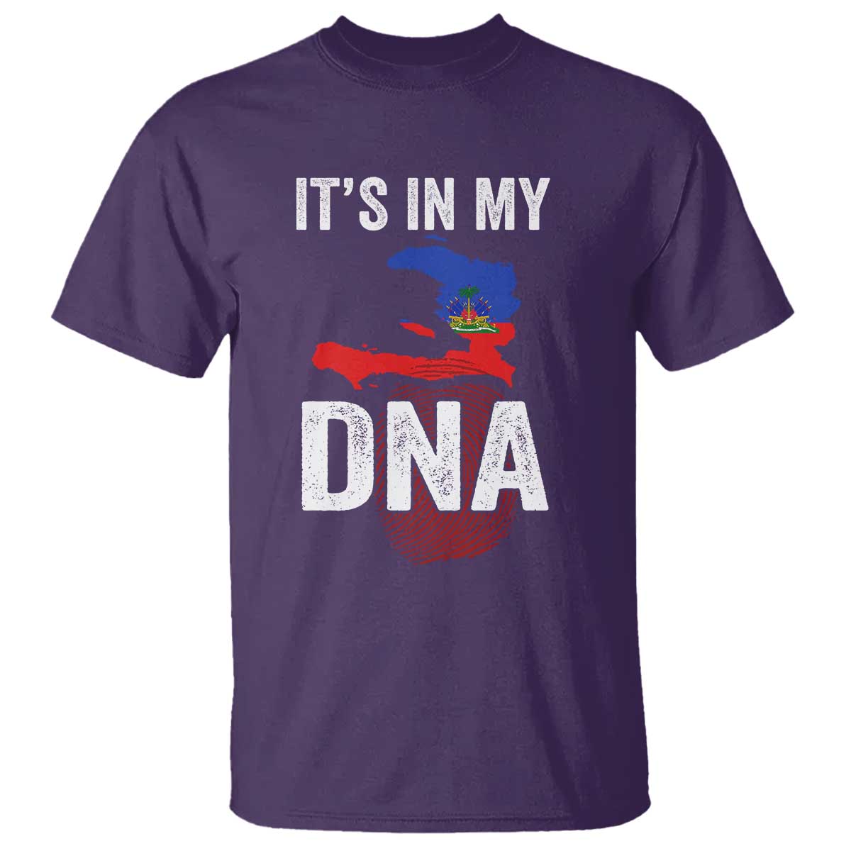 It's In My DNA Haitian Map and Fingerprint Flag Graphic T Shirt Haiti Heritage Pride