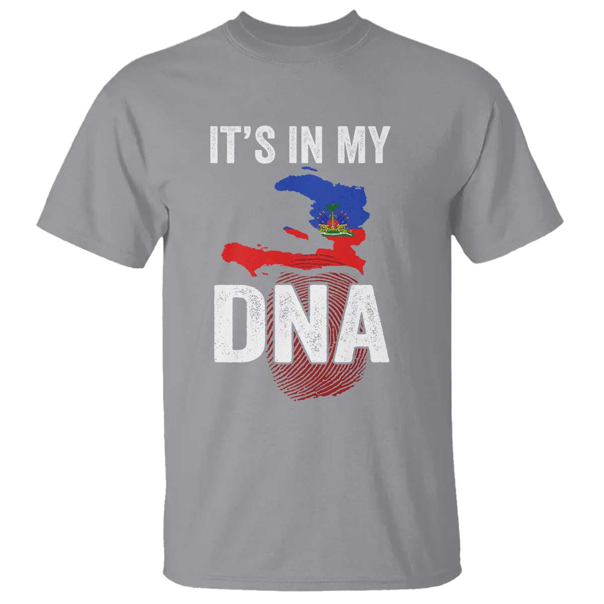 It's In My DNA Haitian Map and Fingerprint Flag Graphic T Shirt Haiti Heritage Pride