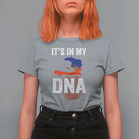 It's In My DNA Haitian Map and Fingerprint Flag Graphic T Shirt For Women Haiti Heritage Pride