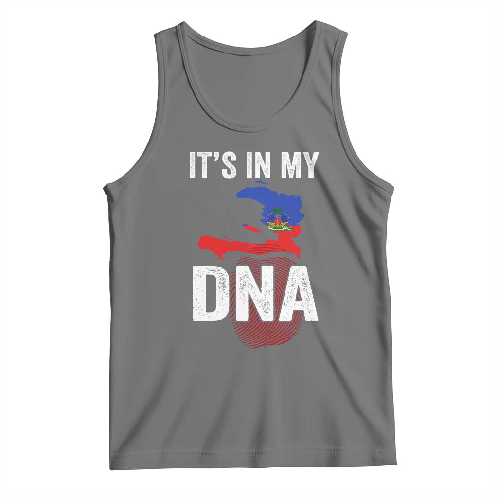 It's In My DNA Haitian Map and Fingerprint Flag Graphic Tank Top Haiti Heritage Pride
