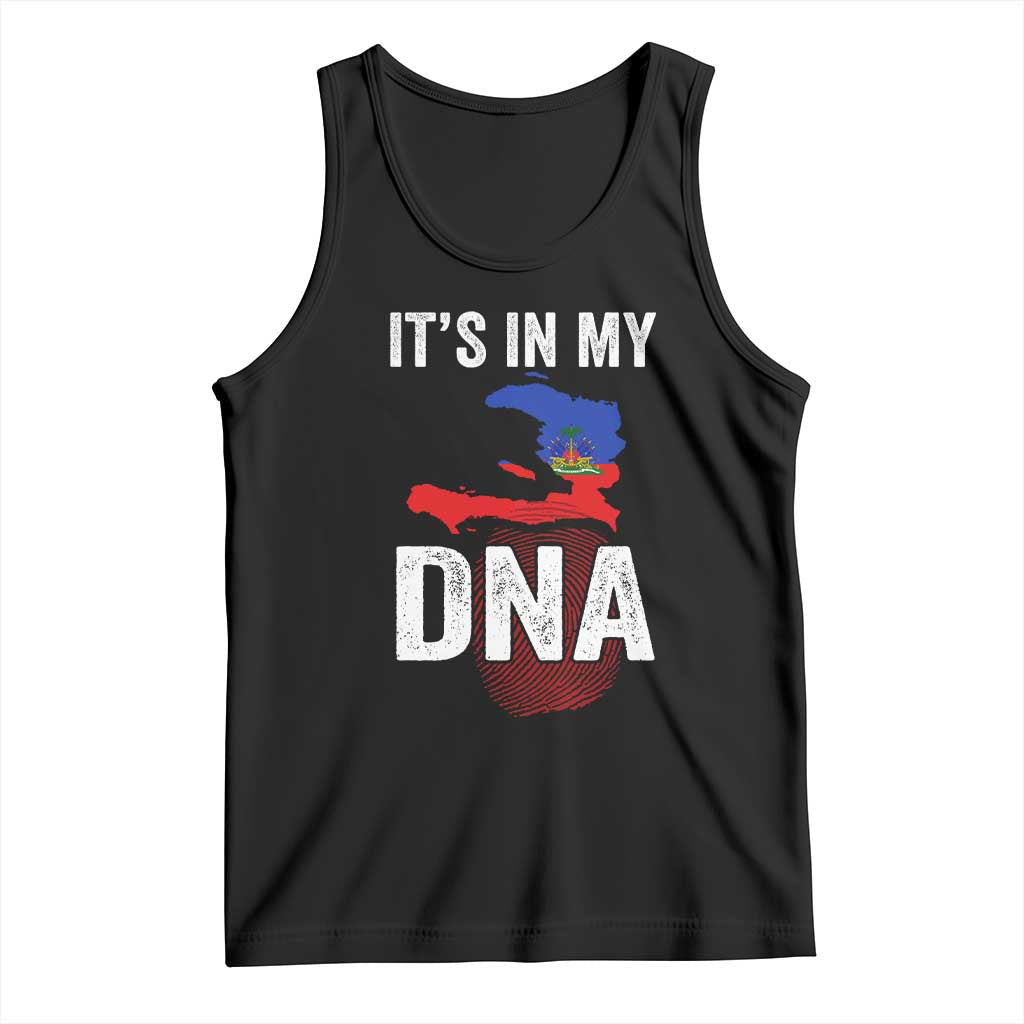 It's In My DNA Haitian Map and Fingerprint Flag Graphic Tank Top Haiti Heritage Pride