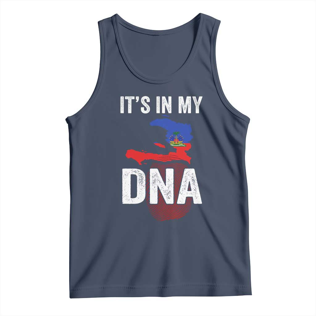It's In My DNA Haitian Map and Fingerprint Flag Graphic Tank Top Haiti Heritage Pride