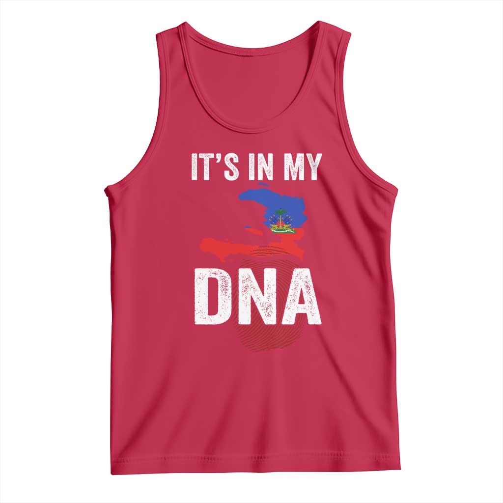 It's In My DNA Haitian Map and Fingerprint Flag Graphic Tank Top Haiti Heritage Pride