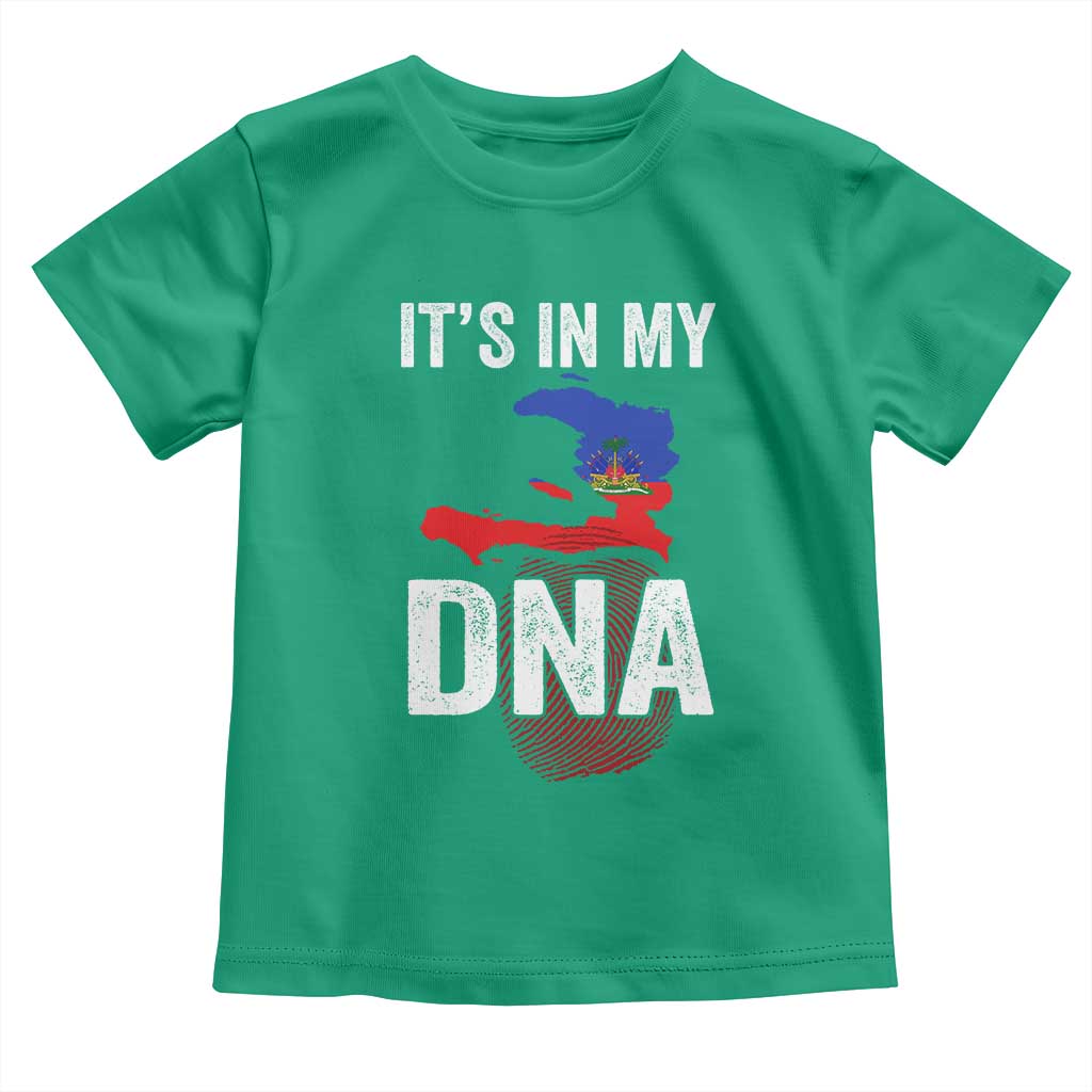 It's In My DNA Haitian Map and Fingerprint Flag Graphic Toddler T Shirt Haiti Heritage Pride