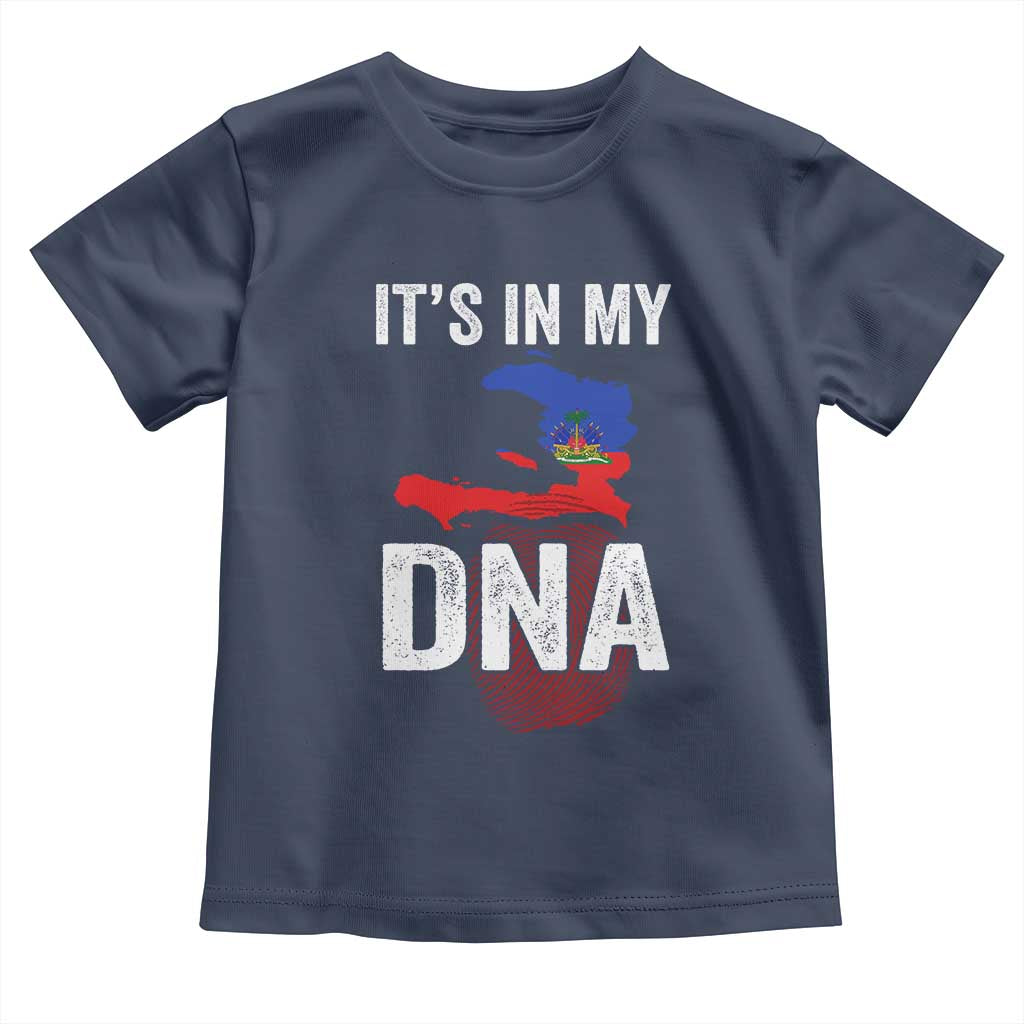 It's In My DNA Haitian Map and Fingerprint Flag Graphic Toddler T Shirt Haiti Heritage Pride