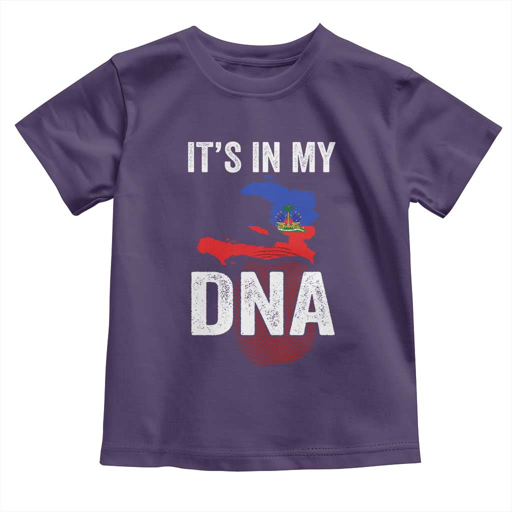 It's In My DNA Haitian Map and Fingerprint Flag Graphic Toddler T Shirt Haiti Heritage Pride