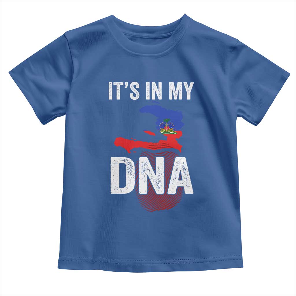 It's In My DNA Haitian Map and Fingerprint Flag Graphic Toddler T Shirt Haiti Heritage Pride