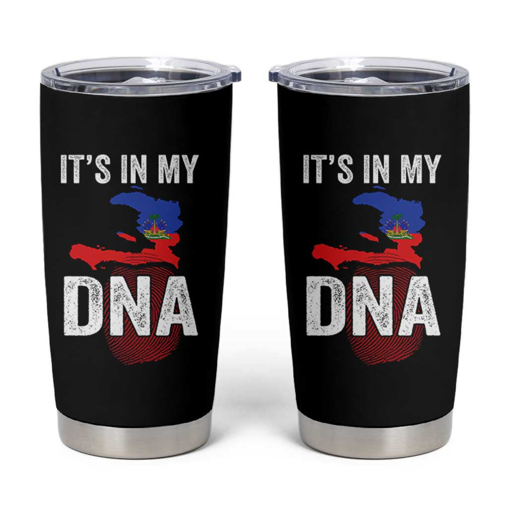 It's In My DNA Haitian Map and Fingerprint Flag Graphic Tumbler Cup Haiti Heritage Pride