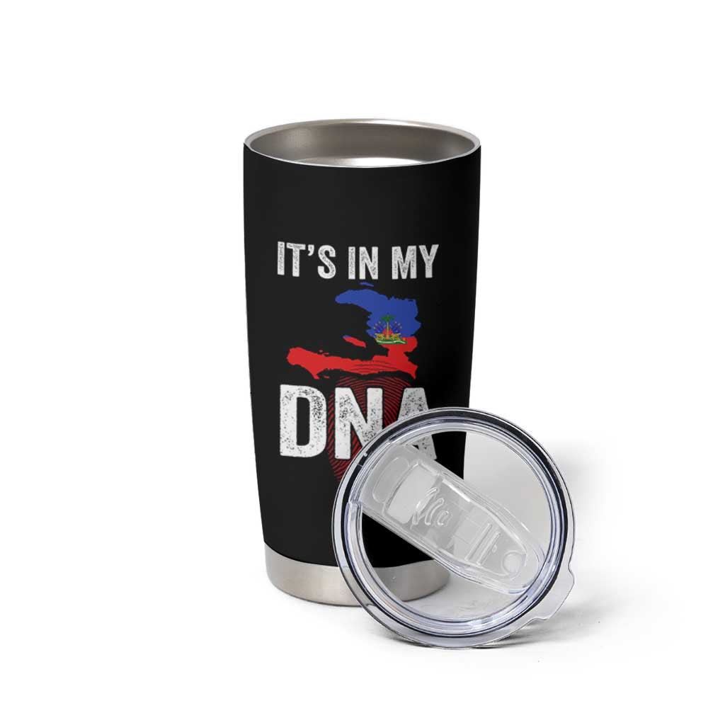 It's In My DNA Haitian Map and Fingerprint Flag Graphic Tumbler Cup Haiti Heritage Pride