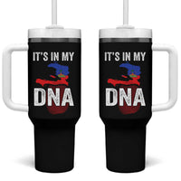It's In My DNA Haitian Map and Fingerprint Flag Graphic Tumbler With Handle Haiti Heritage Pride