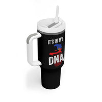 It's In My DNA Haitian Map and Fingerprint Flag Graphic Tumbler With Handle Haiti Heritage Pride