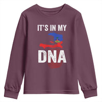 It's In My DNA Haitian Map and Fingerprint Flag Graphic Youth Sweatshirt Haiti Heritage Pride