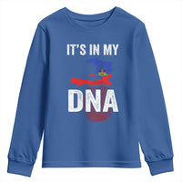 It's In My DNA Haitian Map and Fingerprint Flag Graphic Youth Sweatshirt Haiti Heritage Pride