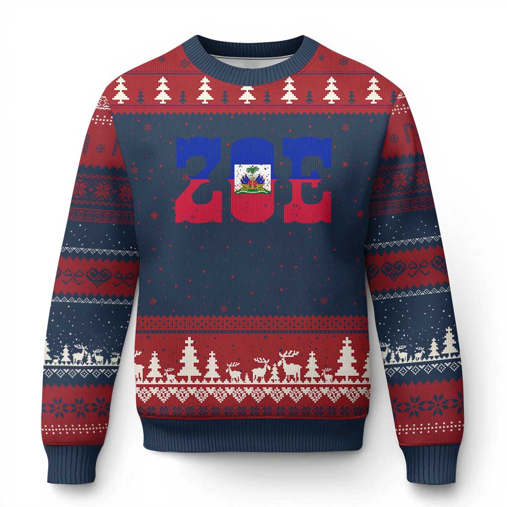 Zoe Haitian Pride Ugly Christmas Sweater Haiti Flag Culture Heritage Pride