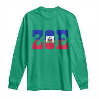 Zoe Haitian Pride Long Sleeve Shirt Haiti Flag Culture Heritage Pride
