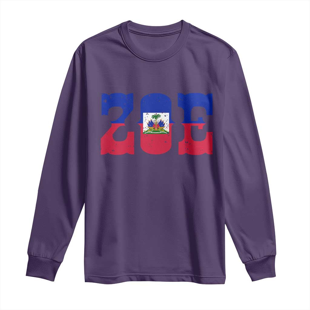 Zoe Haitian Pride Long Sleeve Shirt Haiti Flag Culture Heritage Pride