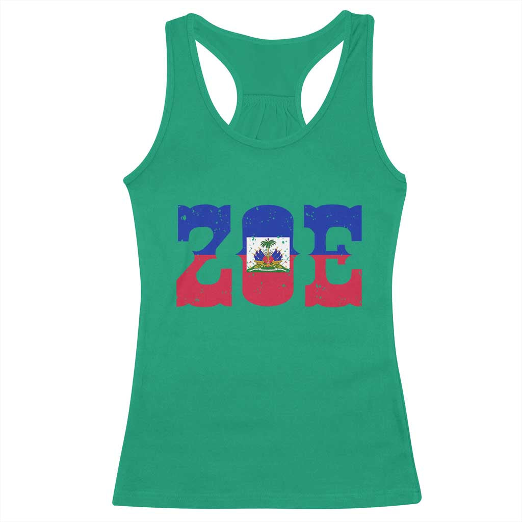 Zoe Haitian Pride Racerback Tank Top Haiti Flag Culture Heritage Pride