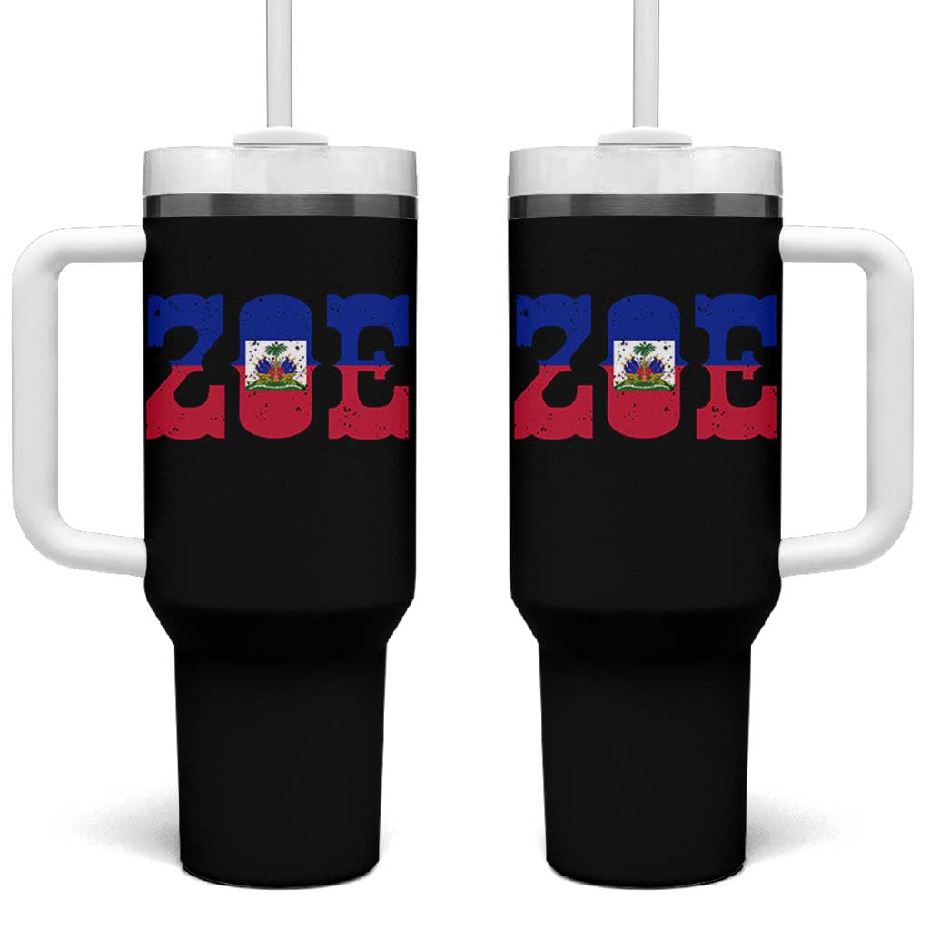 Zoe Haitian Pride Tumbler With Handle Haiti Flag Culture Heritage Pride