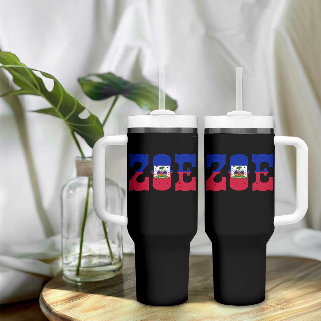 Zoe Haitian Pride Tumbler With Handle Haiti Flag Culture Heritage Pride