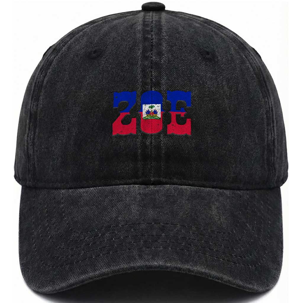 Zoe Haitian Pride Washed Cotton Baseball Cap Haiti Flag Culture Heritage Pride