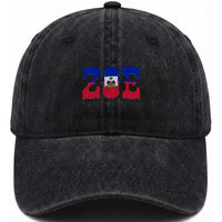 Zoe Haitian Pride Washed Cotton Baseball Cap Haiti Flag Culture Heritage Pride