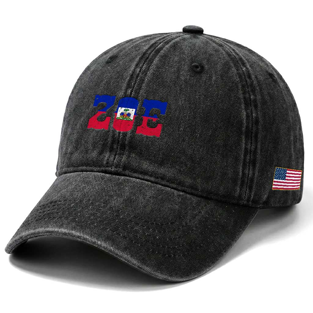 Zoe Haitian Pride Washed Cotton Baseball Cap Haiti Flag Culture Heritage Pride