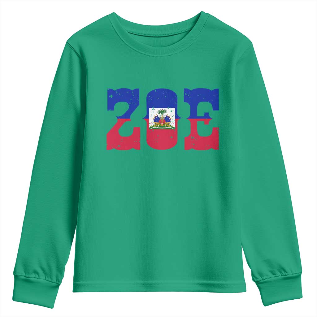 Zoe Haitian Pride Youth Sweatshirt Haiti Flag Culture Heritage Pride