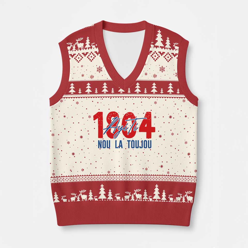 Haiti 1804 Ayiti Nou La Toujou V-Neck Knit Sweater Vest Independence Haiti Heritage Pride