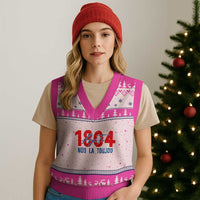 Haiti 1804 Ayiti Nou La Toujou V-Neck Knit Sweater Vest Independence Haiti Heritage Pride
