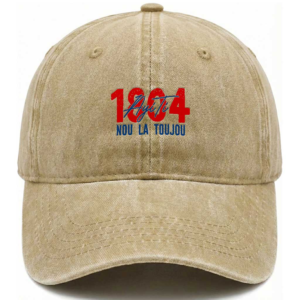 Haiti 1804 Ayiti Nou La Toujou Washed Cotton Baseball Cap Independence Haiti Heritage Pride