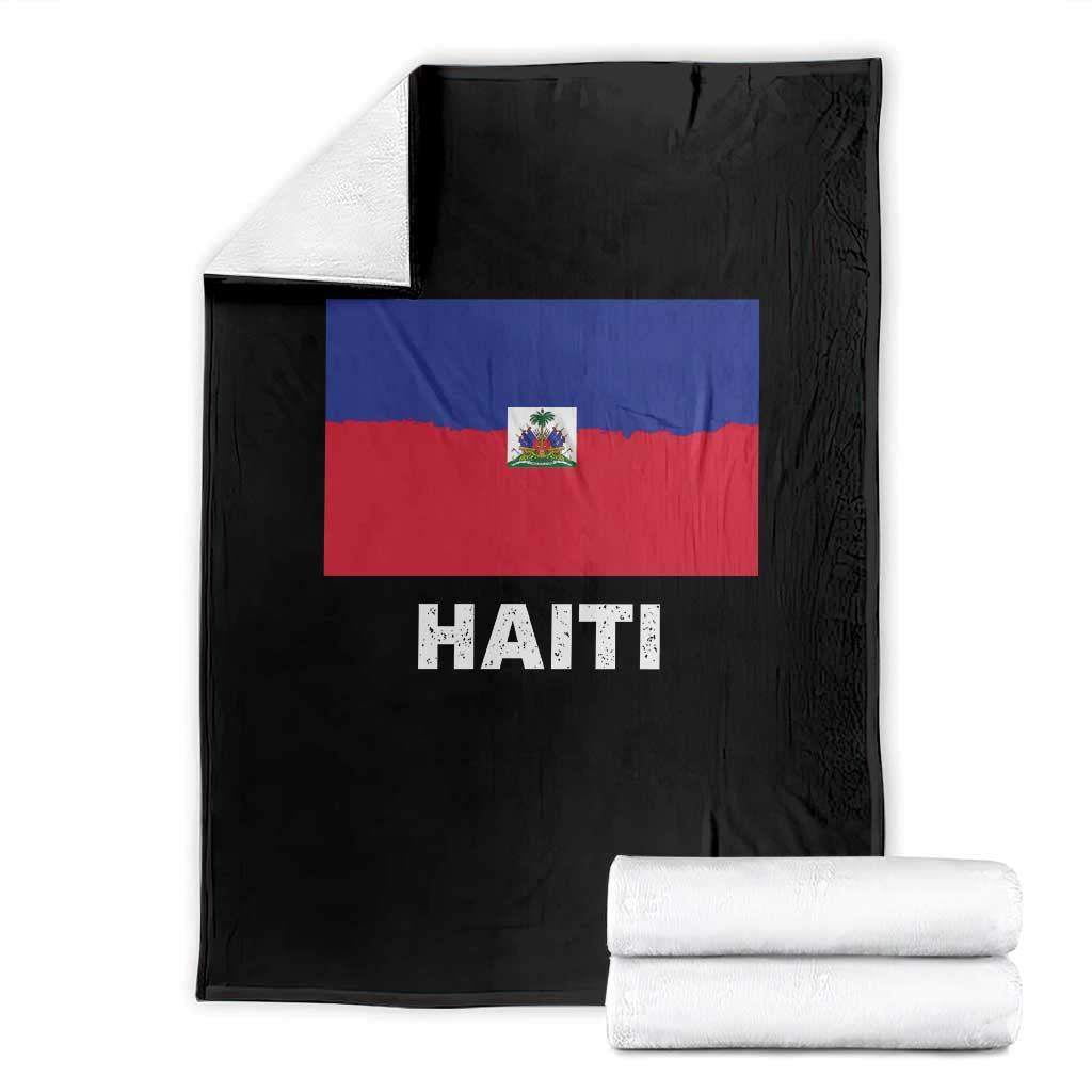 Vintage Distressed Haiti Flag Throw Blanket Haitian Heritage Pride