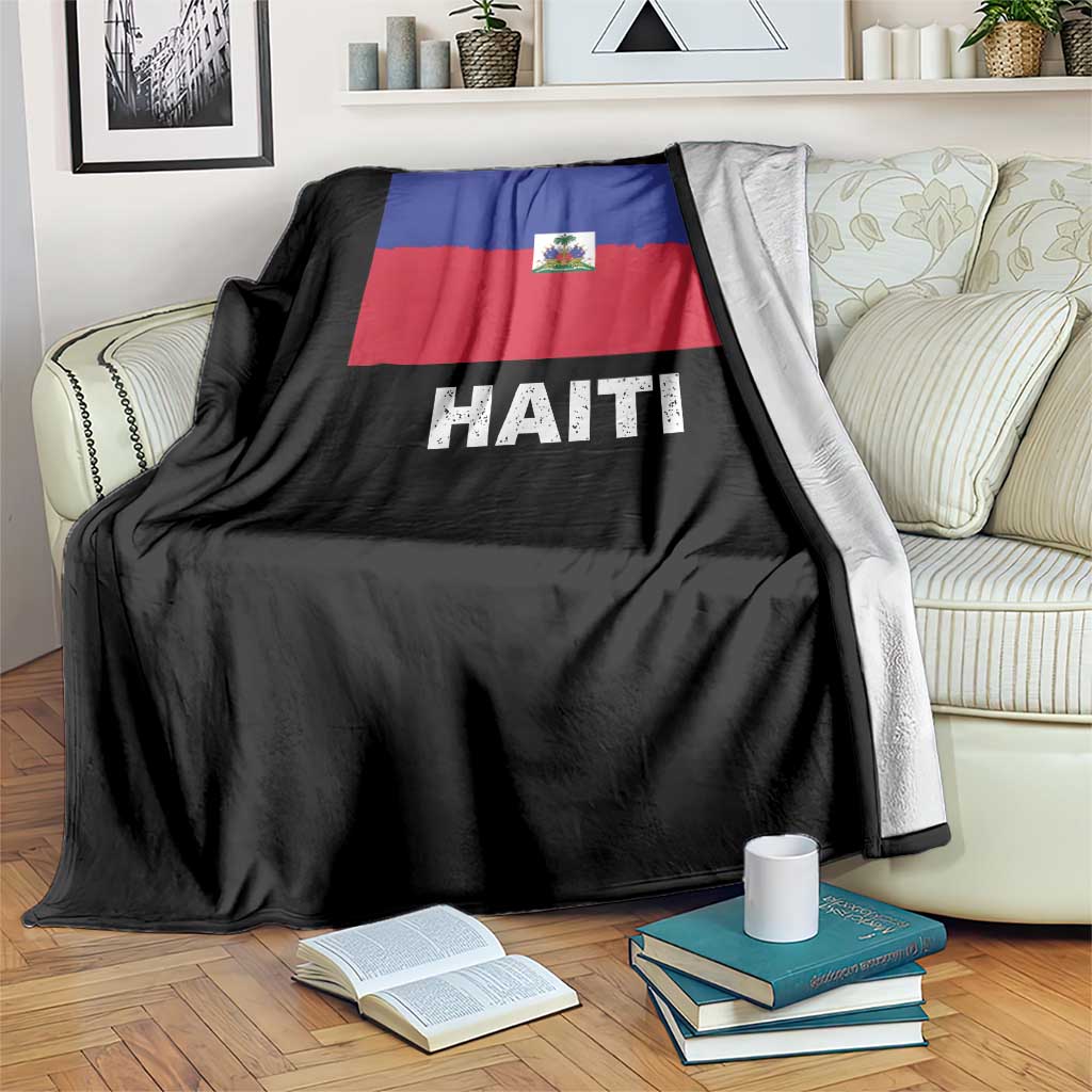 Vintage Distressed Haiti Flag Throw Blanket Haitian Heritage Pride