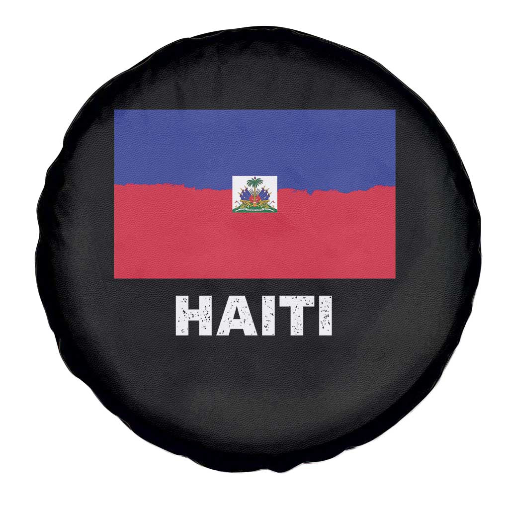Vintage Distressed Haiti Flag Spare Tire Cover Haitian Heritage Pride