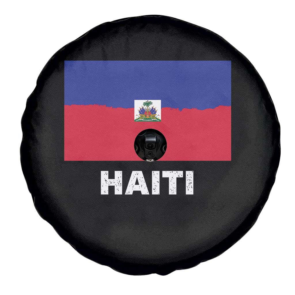 Vintage Distressed Haiti Flag Spare Tire Cover Haitian Heritage Pride
