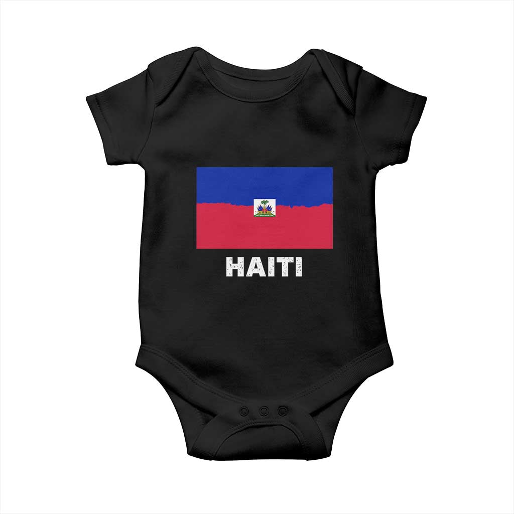 Vintage Distressed Haiti Flag Baby Onesie Haitian Heritage Pride