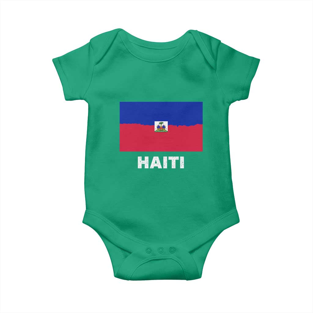 Vintage Distressed Haiti Flag Baby Onesie Haitian Heritage Pride