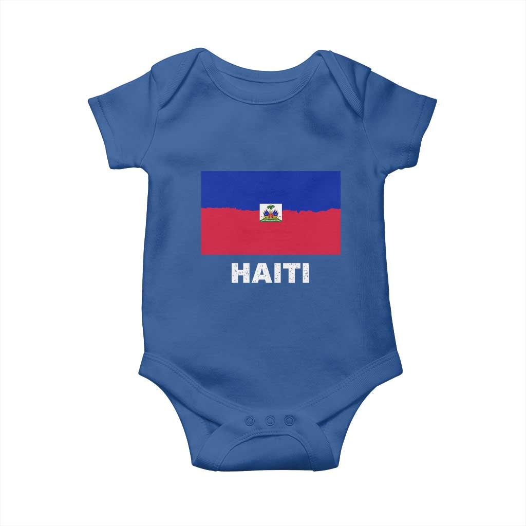 Vintage Distressed Haiti Flag Baby Onesie Haitian Heritage Pride
