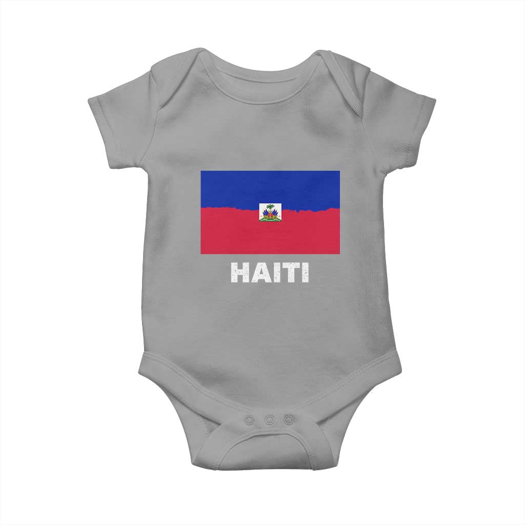 Vintage Distressed Haiti Flag Baby Onesie Haitian Heritage Pride