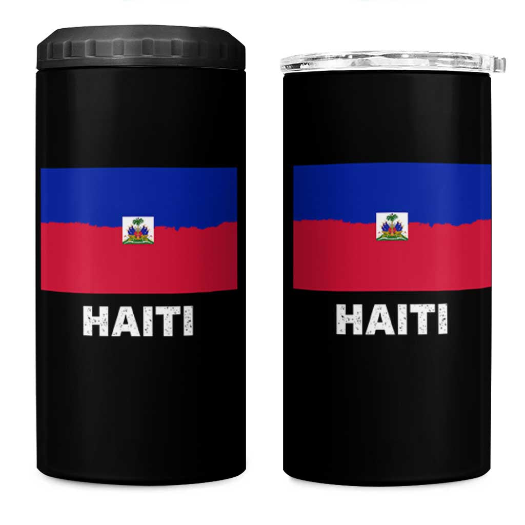 Vintage Distressed Haiti Flag 4 in 1 Can Cooler Tumbler Haitian Heritage Pride