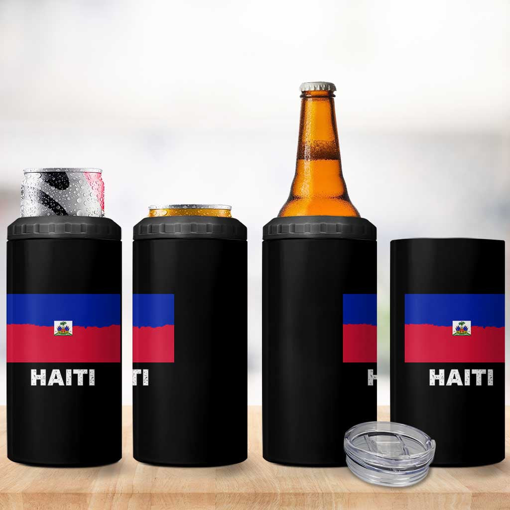 Vintage Distressed Haiti Flag 4 in 1 Can Cooler Tumbler Haitian Heritage Pride