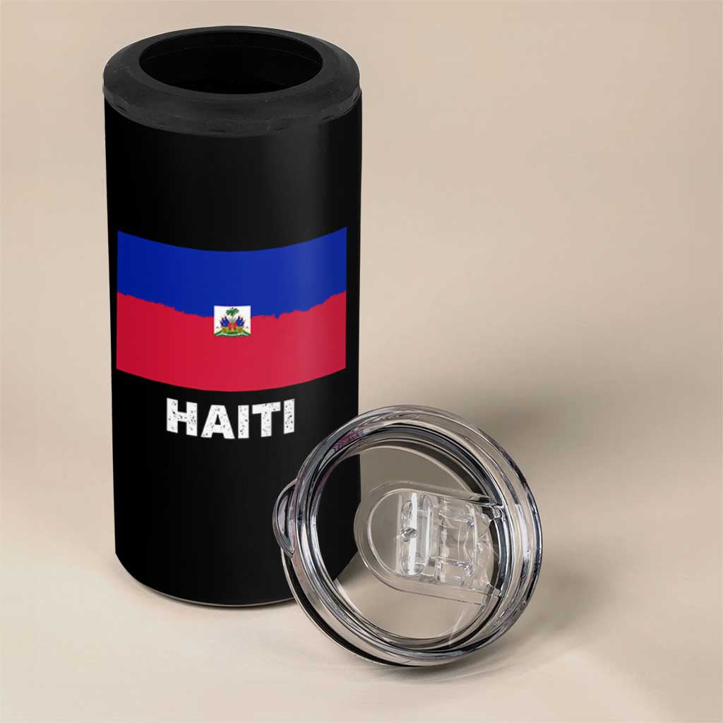 Vintage Distressed Haiti Flag 4 in 1 Can Cooler Tumbler Haitian Heritage Pride